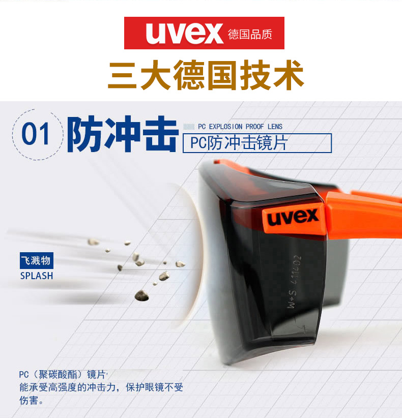 UVEX优唯斯9064246防雾防刮擦防化防护眼镜图片2