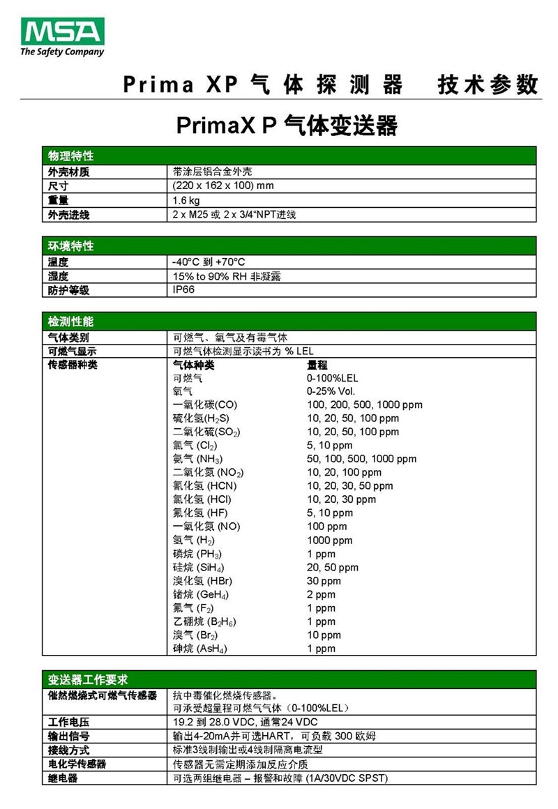 梅思安固定式气体检测仪10112461PrimaXP氨气探测器图片7