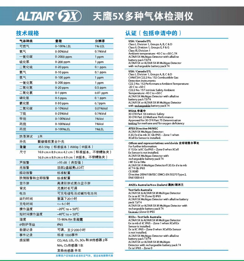 梅思安10172347天鹰5X多气体检测仪图6