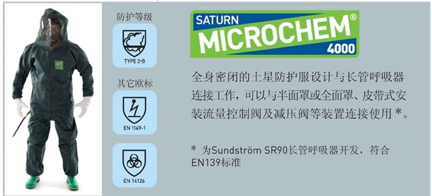 微护佳GR40-T-99-126-02MC4000阿波罗内置呼吸器全身防化服图片1