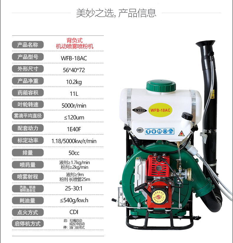 市下WFB-18AC 11L背负式动力喷雾机图片3