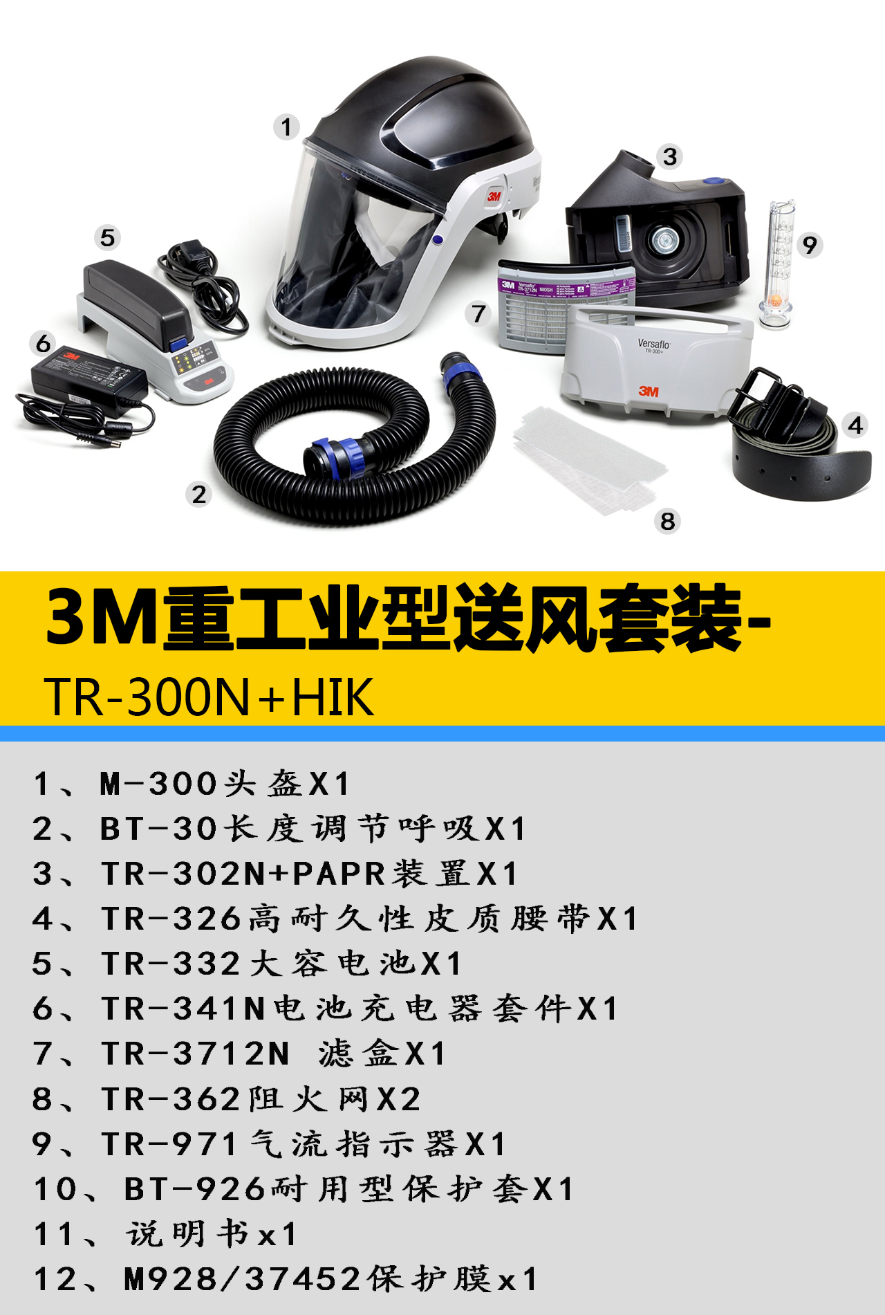 3M TR300N+HIK重工业型电动送风套装