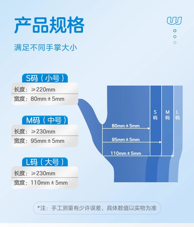 高邦604-010058无粉麻面一次性使用医用橡胶检查手套M码10