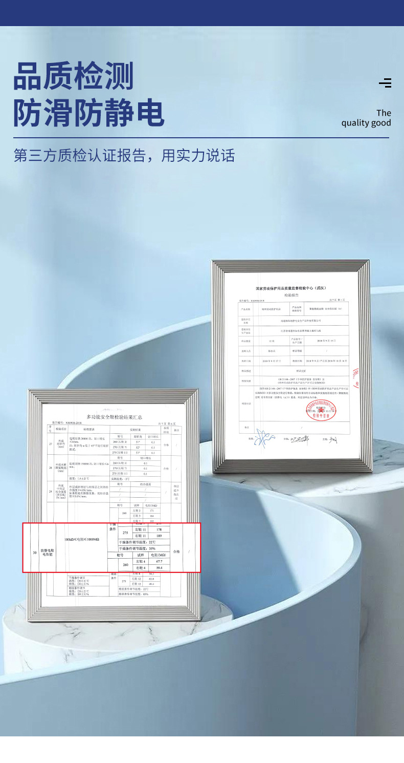 定和DH7501白色PU底防砸防刺穿防静电安全鞋7