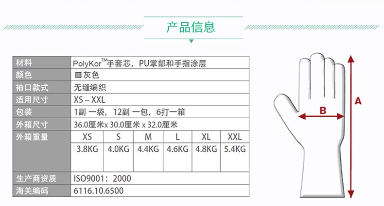 PIP 16-560灰色PU涂层防割手套图片3