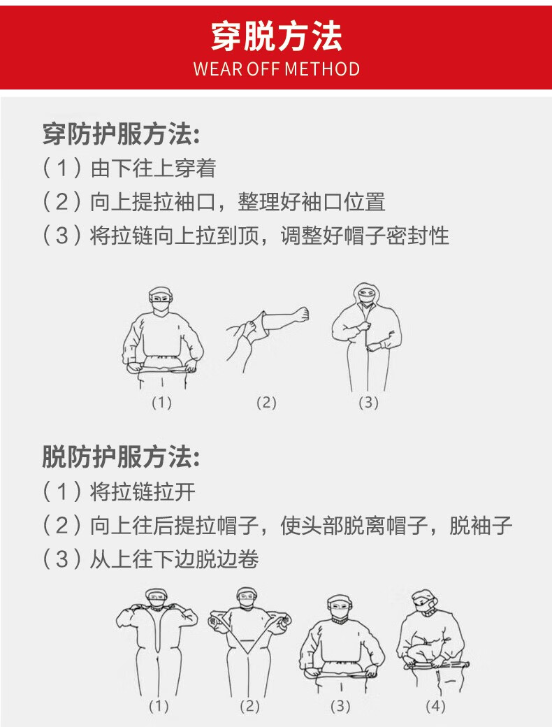 定和DH5010连体带帽白色覆膜无纺布限次使用防护服3