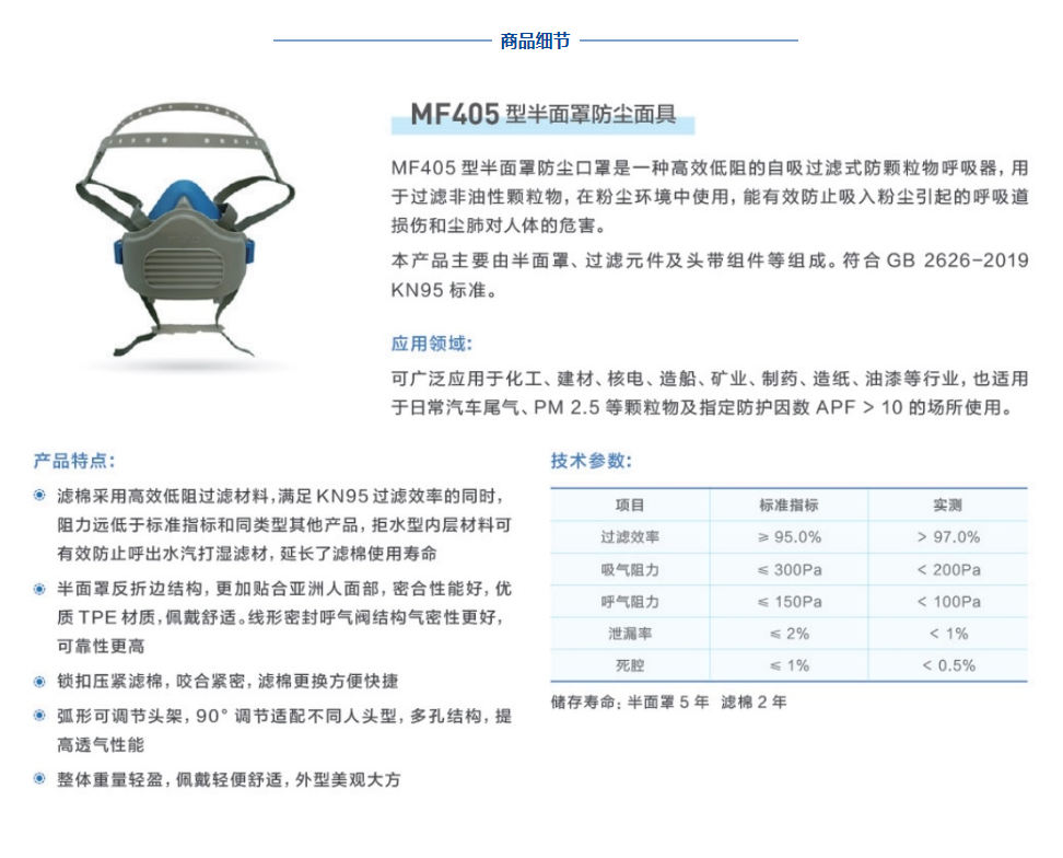 新华MF405型半面罩防尘面具KN95口罩1