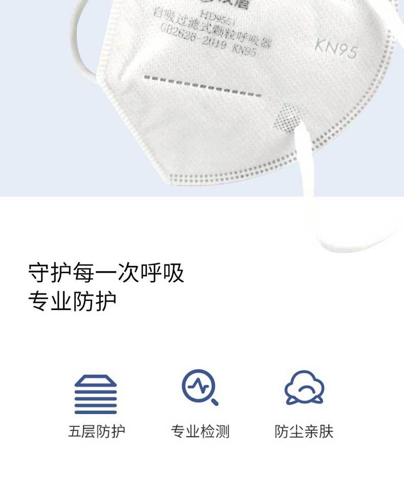 汉盾HD9551 KN95耳带式折叠防尘口罩2