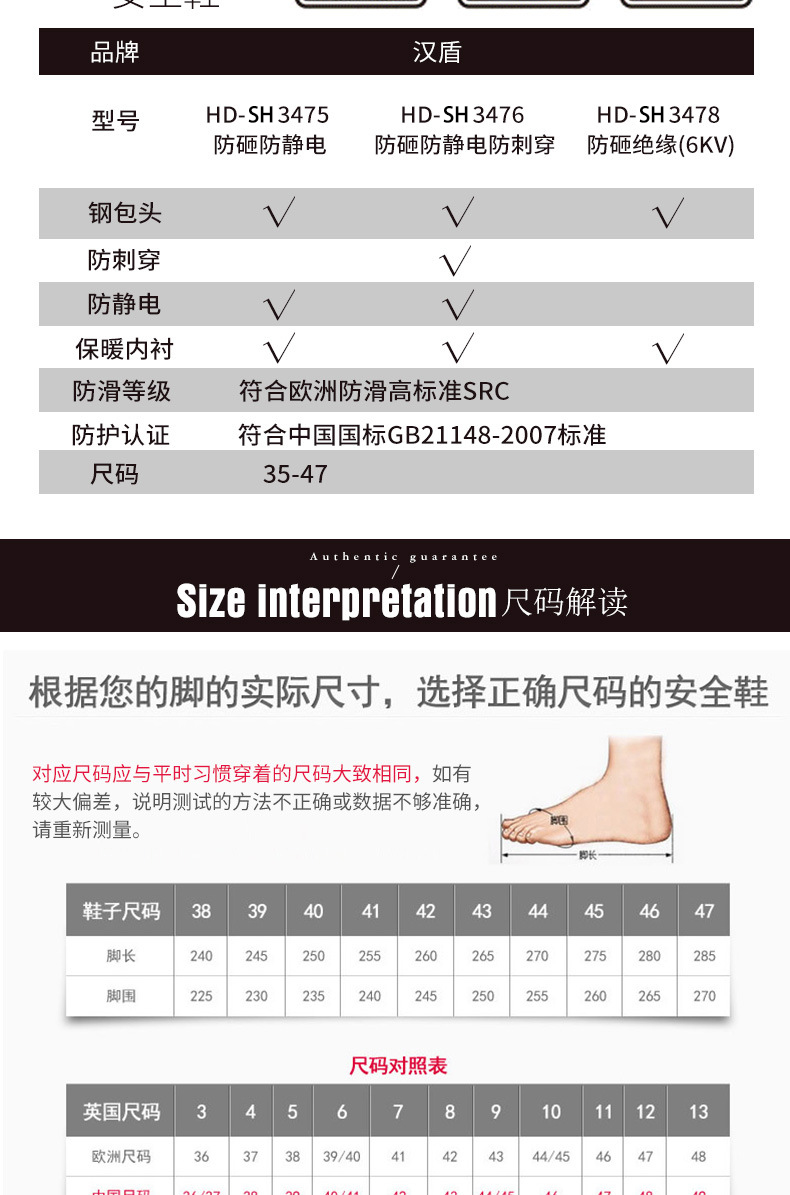 汉盾HD-SH3476防砸防刺穿静电保暖安全鞋4