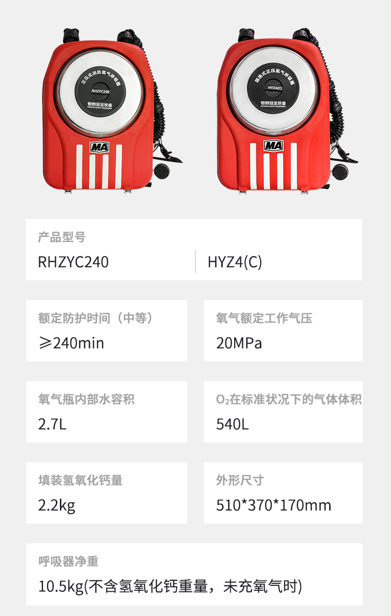 恒泰HYZ4型隔绝式氧气呼吸器10