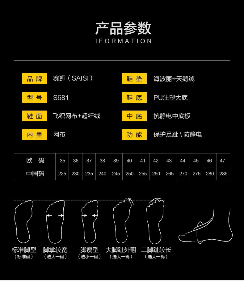 赛狮S681防砸防静电安全鞋8