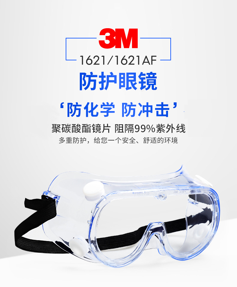 3M1621防化学护目镜1